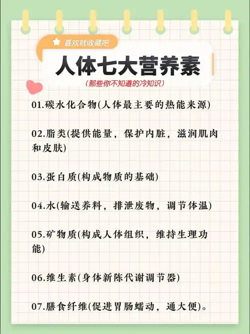 人体所需要的七大营养素你都知道有哪些