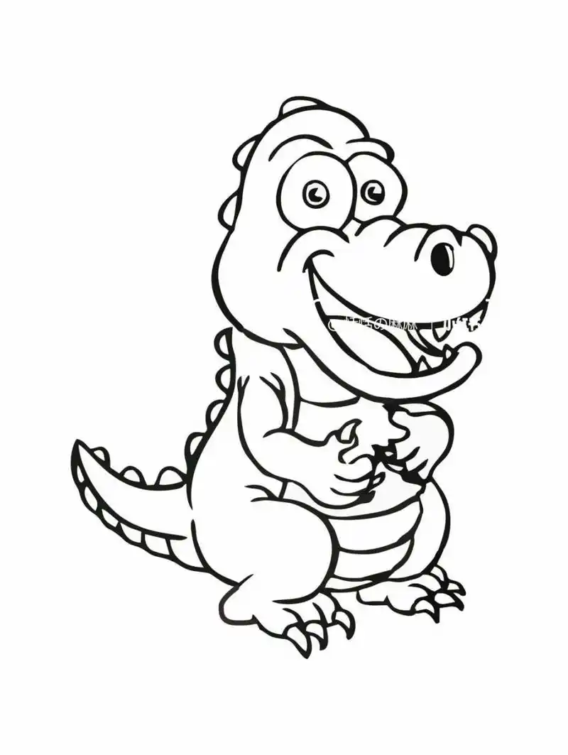 鳄鱼简笔画,直接打印涂色素材 鳄鱼是一种变温动物,卵生动物.