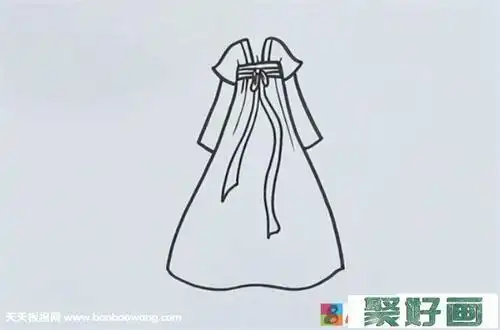 儿童简笔画古代女衣服