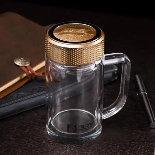 防烫耐高温水晶办公杯玻璃杯创意带盖过滤办公杯子刻字加印logo - 备