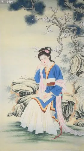 刘老师7小四尺工笔仕女图_工笔仕女_仕女_人物_国画_装饰作品_园圆堂