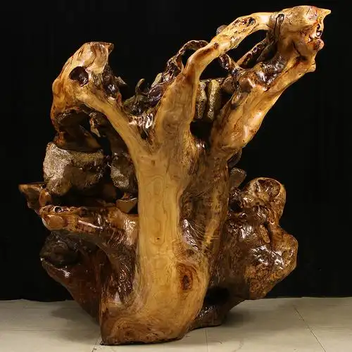 根雕太师椅天然随形根抱石办公室艺术品实木整体拼接根雕凳子