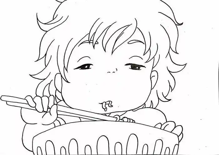 宫崎骏王国波妞吃面动漫人物简笔画