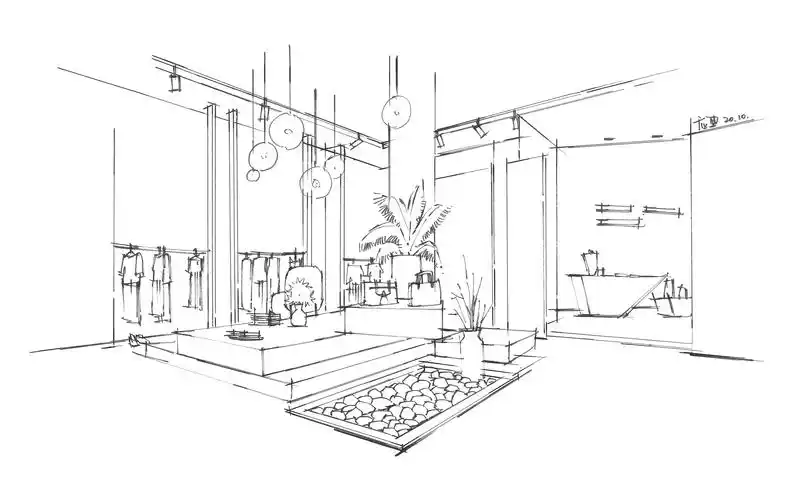 两点透视服装店室内线稿09这个比上一个简单特别多