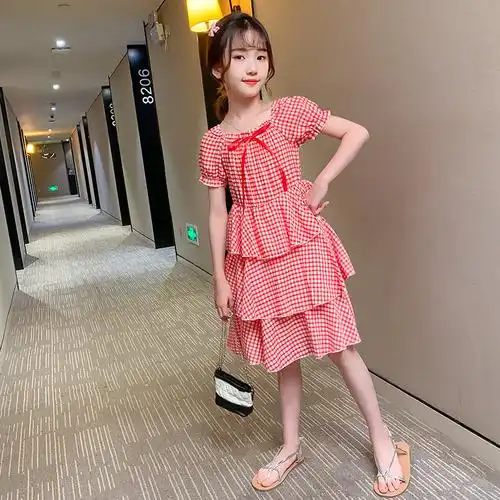 女童公主9岁洋气春秋裙子格子儿童女孩儿女孩连衣裙