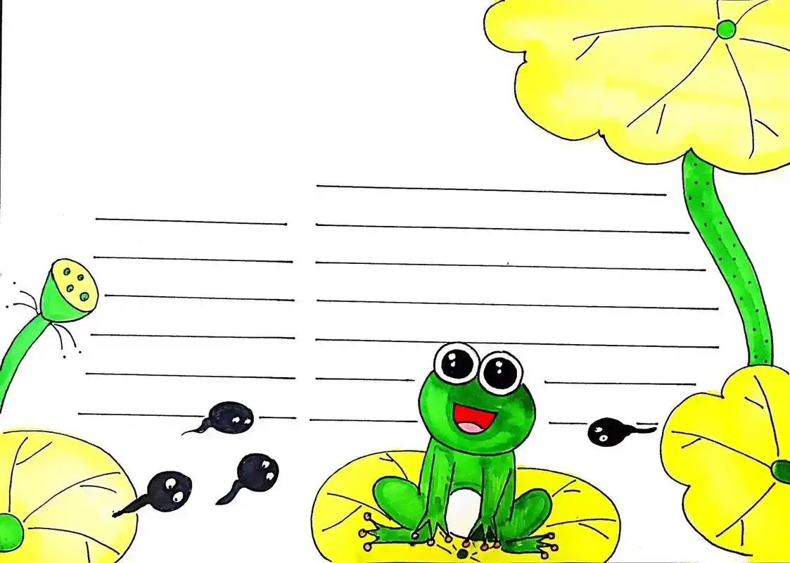 小蝌蚪找妈妈绘画#手抄报 #简笔画 #线 - 抖音