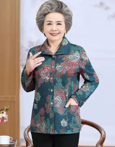 女装 衬衫 恒源祥 恒源祥奶奶装秋装衬衫翻领中老年人女长袖60-70岁