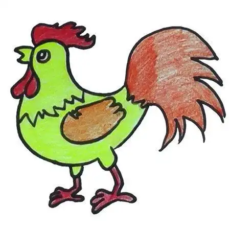 大公鸡简笔画彩色图片