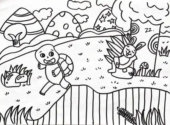 龟兔赛跑儿童故事绘本简笔画