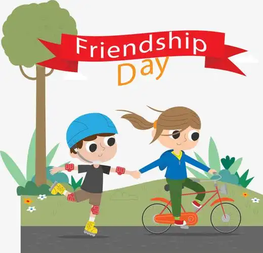 矢量手绘手拉手一起走