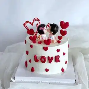 七夕情人节蛋糕装饰亲嘴娃娃情侣摆件告白爱心蜡烛生日装饰配件