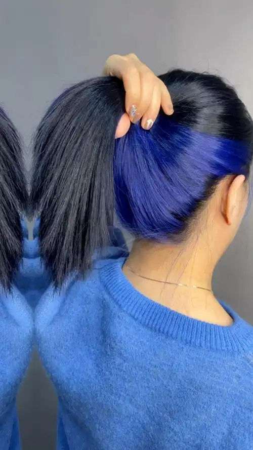 的颜色#挂耳染#高级蓝黑色77挂耳染蓝色#这款高级感爆棚了#永安染发