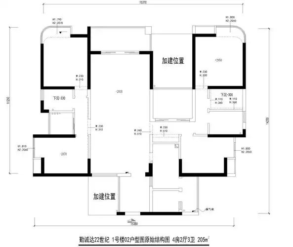 勤诚达22世 好易家 装饰 装修 设计 详细尺寸 户型图 原始结构图 户型