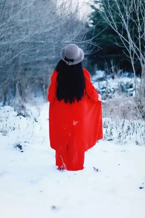 雪中红衣女郎
