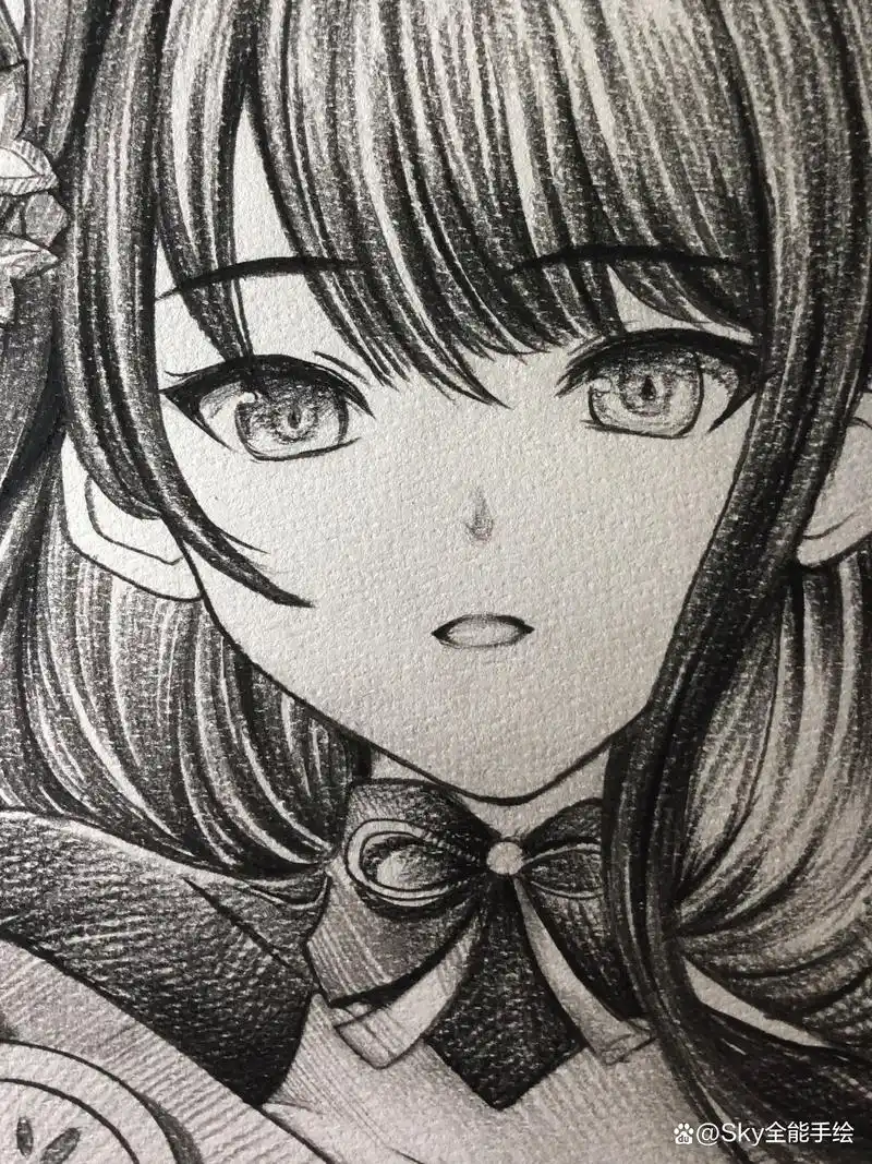 原神人物角色雷电将军素描绘画过程图