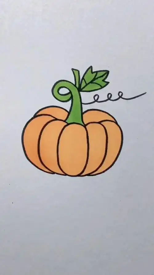 今天教大家简笔画个小南瓜,非常的简单哦!