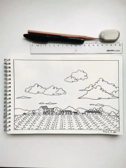 风景场景简笔画画法原创78