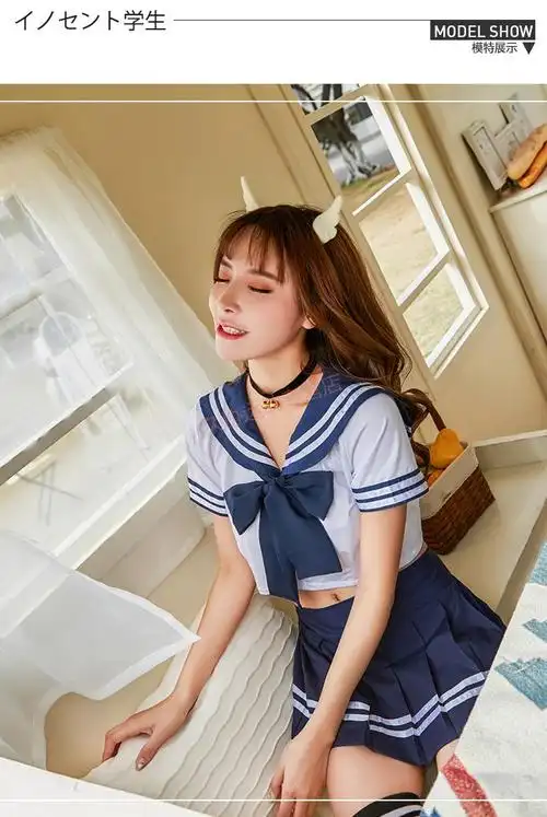 go 你的性感小初恋情1趣内衣校服情1趣套装水手服小激情套装 a蓝3件套