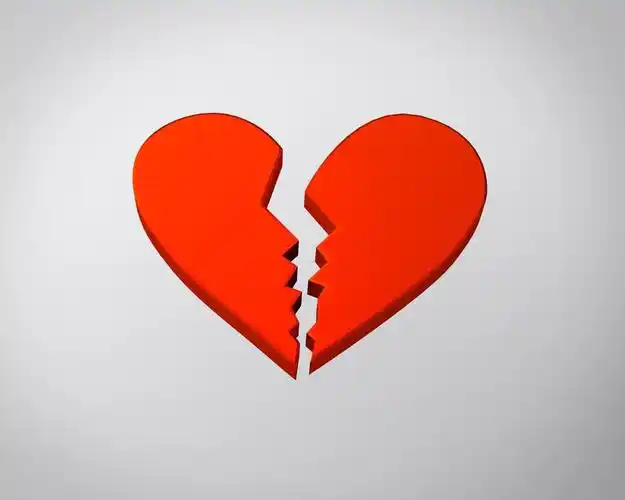 破碎的心,此图是 3d 呈现器代表上灰色破碎的心