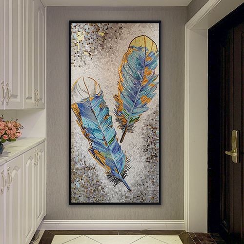 简约玻璃马赛克玄关背景墙色羽毛精剪拼图客厅走廊卫浴瓷砖拼花