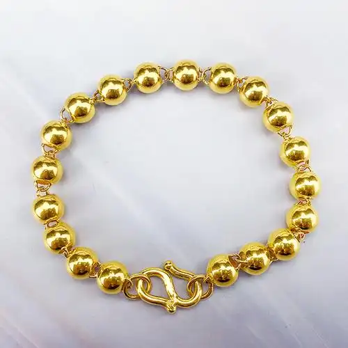 名媛珠宝 黄金光珠手链男女9999足金情侣款珠珠简约气质珠珠手链