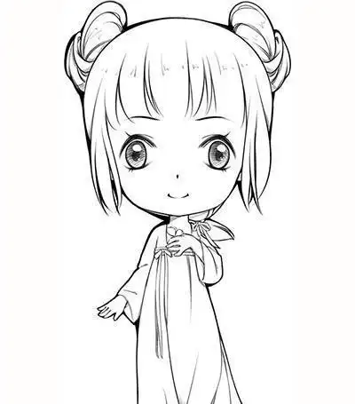 简笔画人物少女q版古装