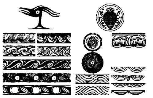 主要的几何形图案花纹可能是由动物图案演化而来的.