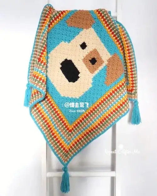 图解ins钩针编织小狗儿童毯子图案