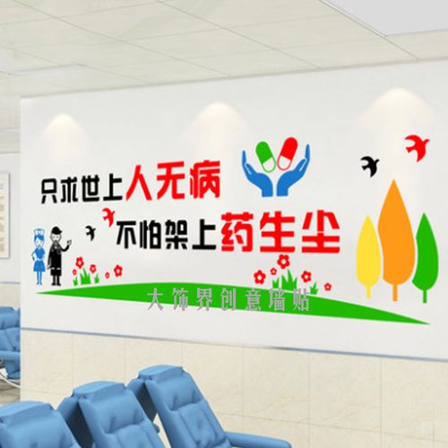 医院文化墙药房墙面装饰墙贴画宣传标语创意药店贴纸药架上方贴纸