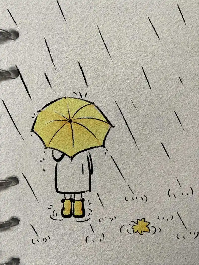 雨中小女孩简笔画