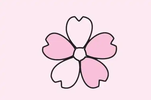 樱花简笔画彩色的一朵