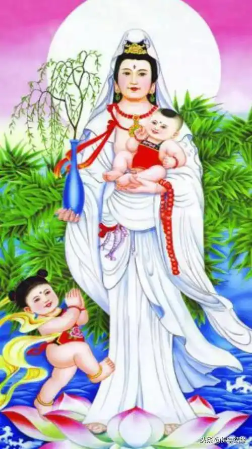 送子观音赐福接好孕怀好孕双胞胎儿女双全母子平安