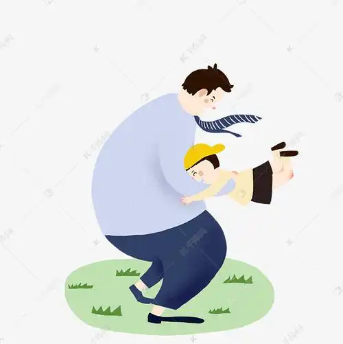 父亲节蓝色系父子抱抱手绘