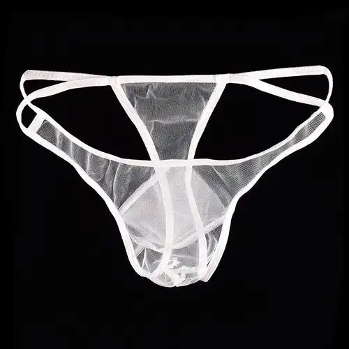 男士情趣内衣内裤变态丁字裤男全透明透气薄纱性感低腰u凸t裤夜店跳舞