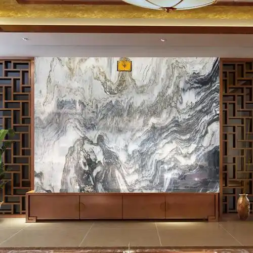天然山水画大理石 山水纹客厅背景墙 天然水墨山水画石材背景墙