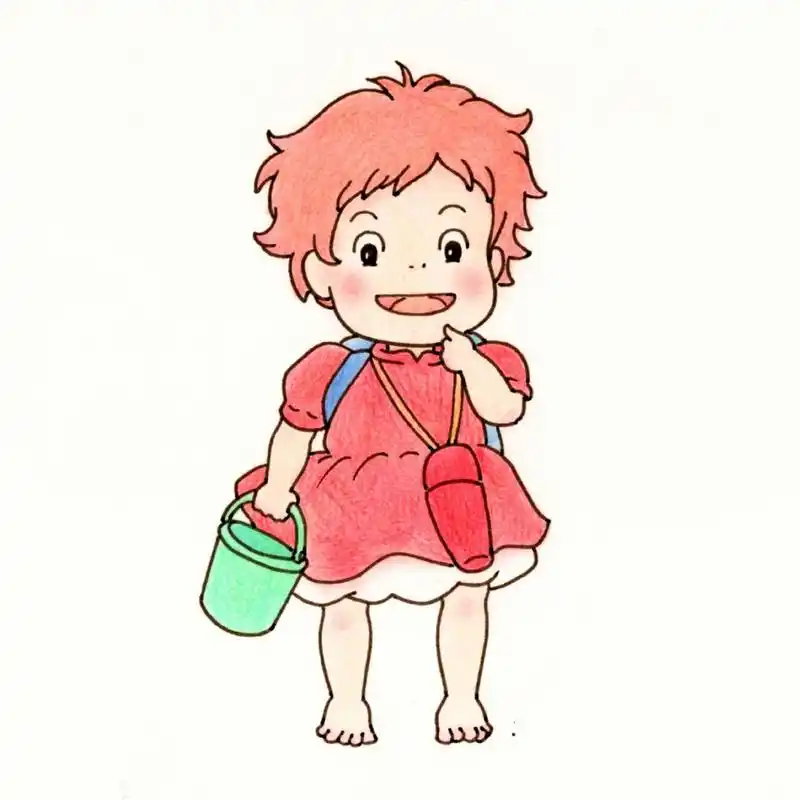 一步步教你画宫崎骏动画人物【波妞】简笔画 之前发过宫崎骏动画人物