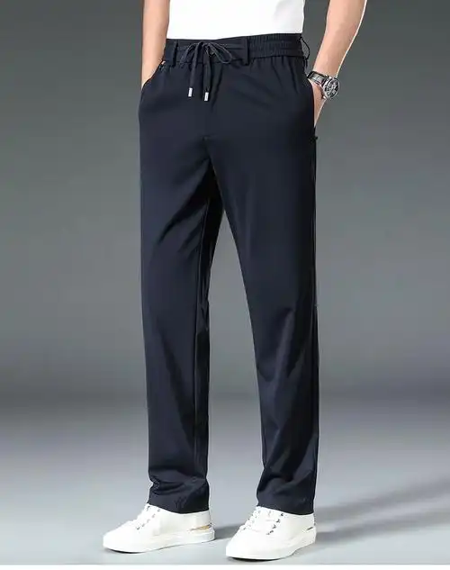 65夫悟高端品牌轻奢侈品男装高档桑蚕丝男士休闲裤夏季新品透气薄款