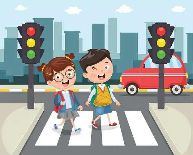 孩子们穿过十字路口图片