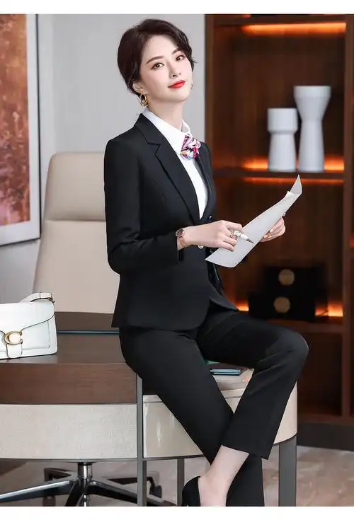 罗蒙轻奢高端女装职业西装套装女气质时尚酒店前台大学生面试工作服