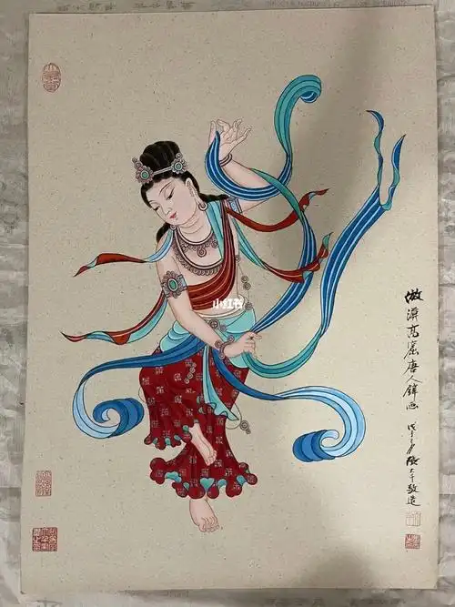 文物商店旧藏张大千飞天图共10幅尺寸42×60厘米