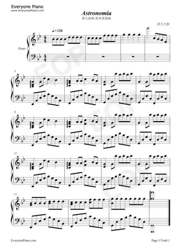 astronomia-简单柔情版-黑人抬棺五线谱预览1-钢琴谱文件(五线谱,双手