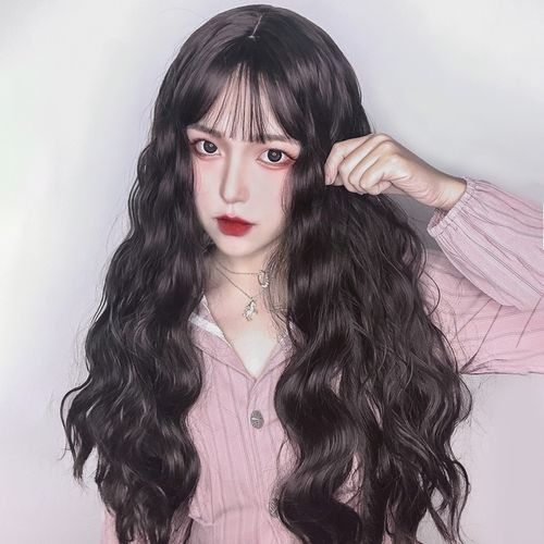 snqp假发女长发网红羊毛卷中长卷发大波浪气质时尚 巧克力色