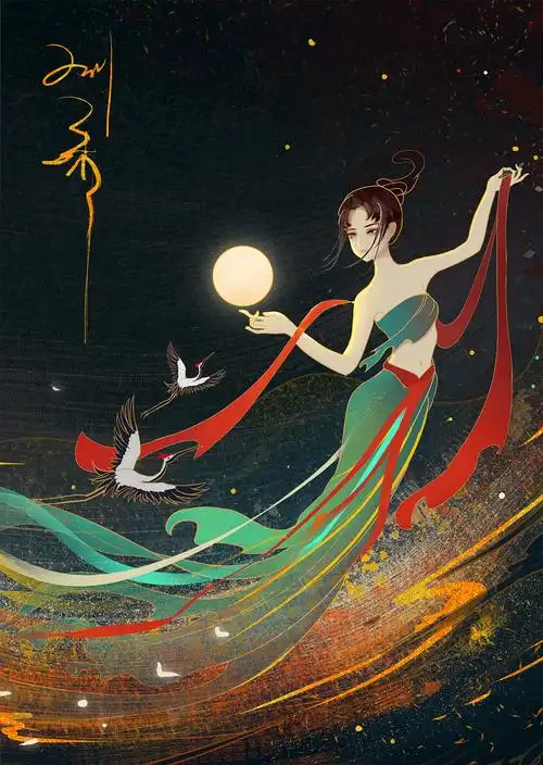 中国风飞天仙女敦煌壁画