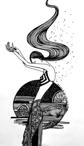 原创黑白线描|「此处花落 不似往年」-中国风装饰画手绘