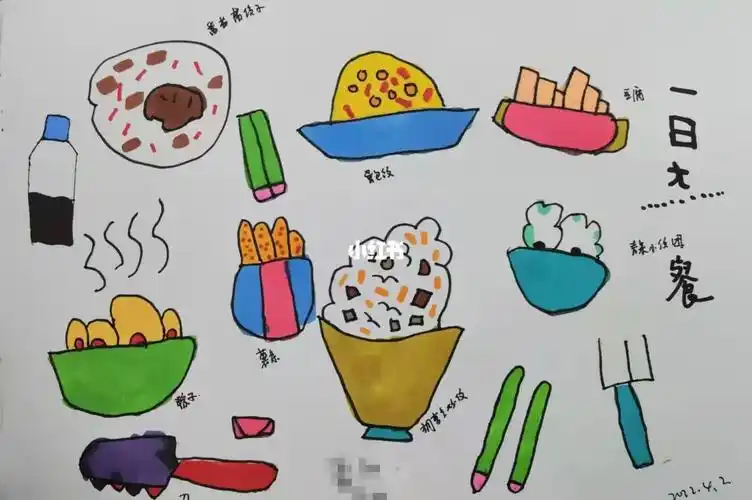 4.2【一日大餐】小朋友简笔画马克笔绘画