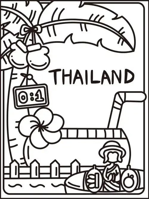 happykat泰国印象插画海报含线稿