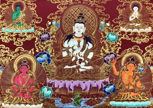 主尊凸显,宝相庄严传神,主尊金刚萨埵,福德殊胜,幅面丰富,笔触画工