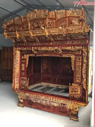 民国松柏木千工床老床古董床老家具-价格:8500元-se79204971-木床/木