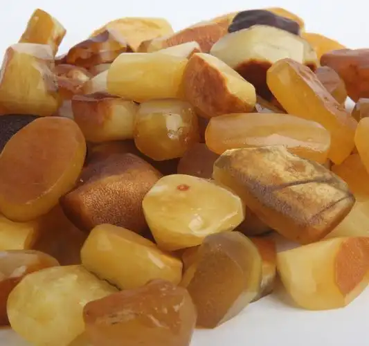 俄罗斯天然蜜蜡原石原矿 随形珠子料戒面俄料鸡油黄原矿琥珀 珠宝