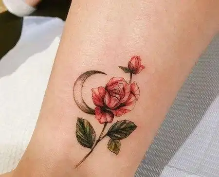 小清新脚踝玫瑰纹身图案